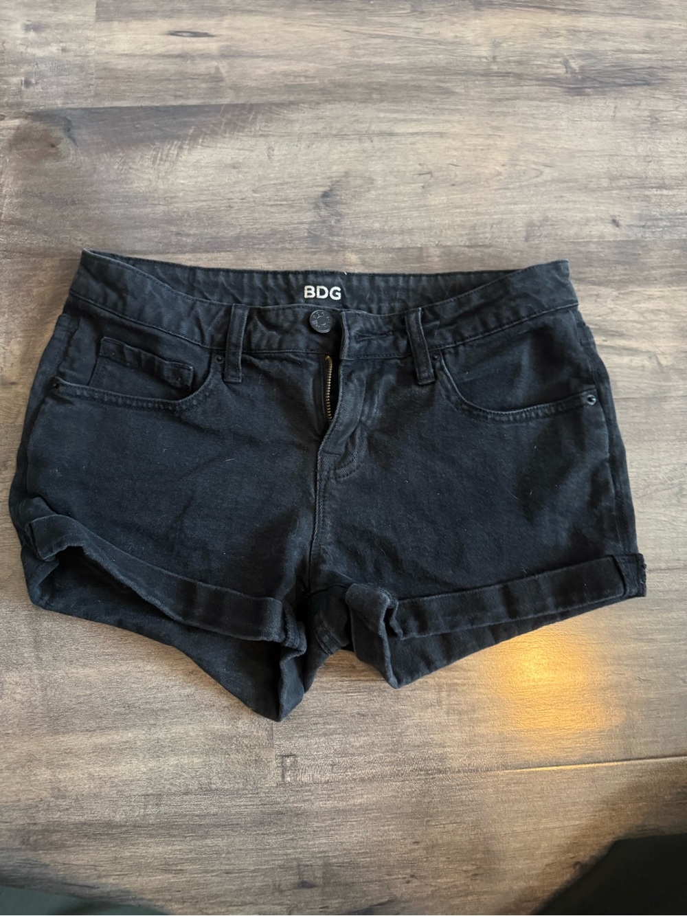 Vintage BDG Black Cuffed Denim-Style Women's Shorts